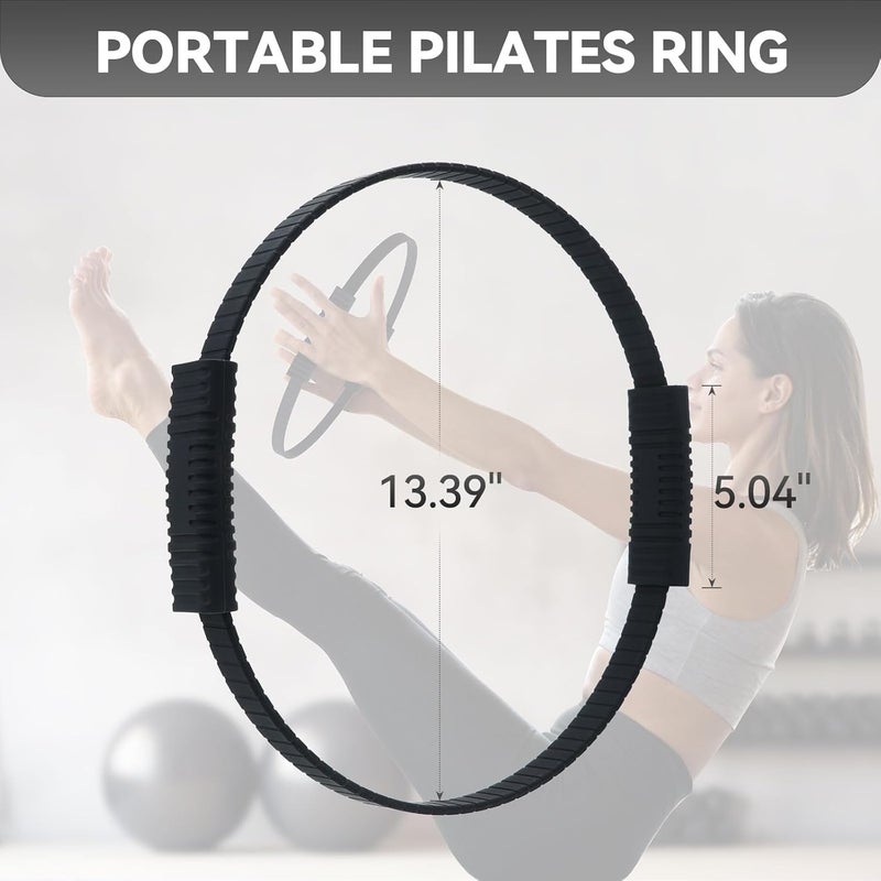 Zmarthumb Pilates Ring, 13.5" Silicone Magic Pilates Fitness Circle with Dual Grip, Lightweight & Durable Flexible Resistance Exercise Equipment for Toning Arms, Thighs, Legs, Core - Image 2